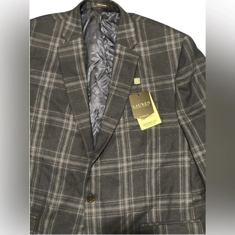 Lauren Ralph Lauren Mens UltraFlex Lexington Classic Fit Plaid Blazer Blue50L